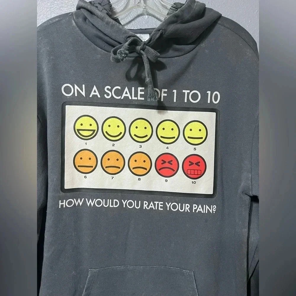 Adult Unisex Walt Disney World Hoodie Emoji Smiley Face Size LG gray/Distressed - Picture 3 of 6